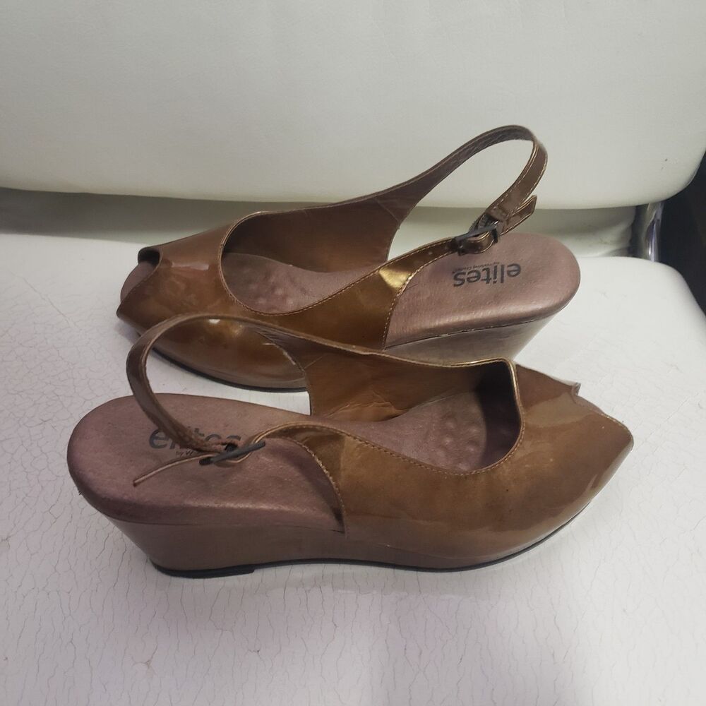 Elites by Walking Cradles Copper Women's Open toe wedge Sz 7.5 W VVV - Picture 3 of 6